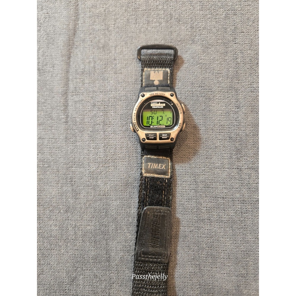 Vintage Timex Ironman Triathlon Men Watch 38mm Digital Indiglo 8Lap New Battery